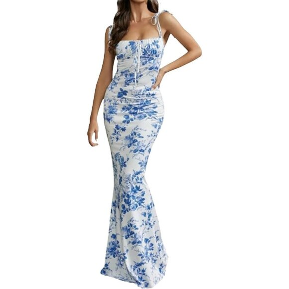 Dresses & Skirts - Women's Maxi Dress Casual Sleeveless Backless High Split Polyester